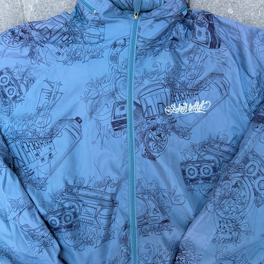 ecko aop packable hoodie windbreaker - L