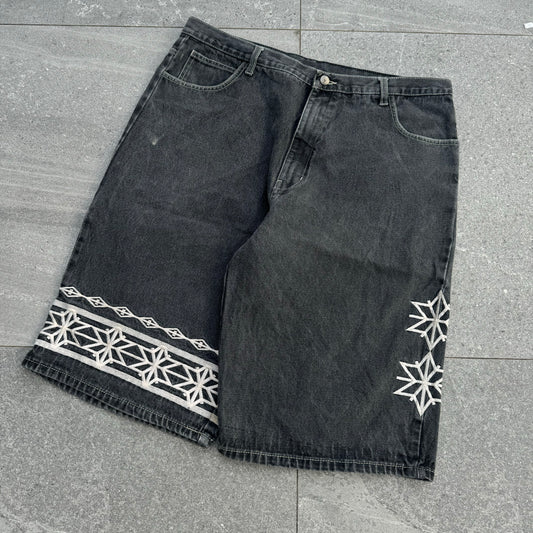 tribal embroidery jorts - 38x14.5”