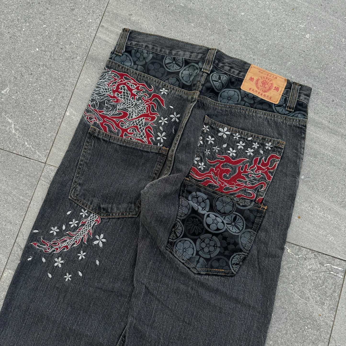 japanese embroidered jeans - 32x28”