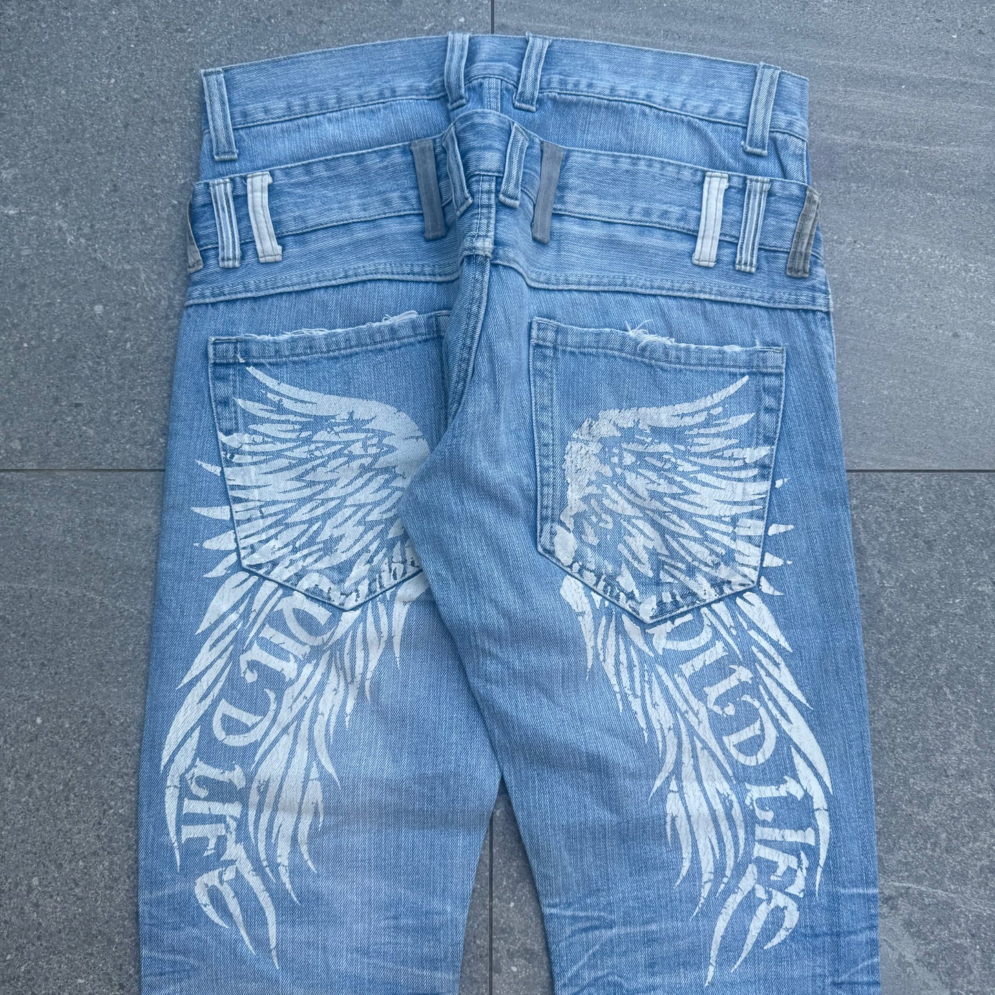 double waist! lowrise winged bootcut/flares - 33x33”