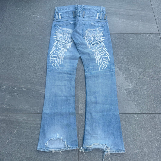 double waist! lowrise winged bootcut/flares - 33x33”