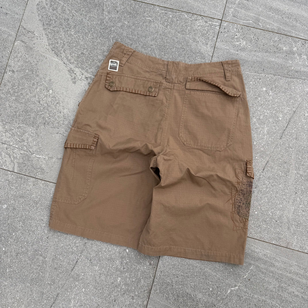 stitching details on these go crazy! split cargos - 30”