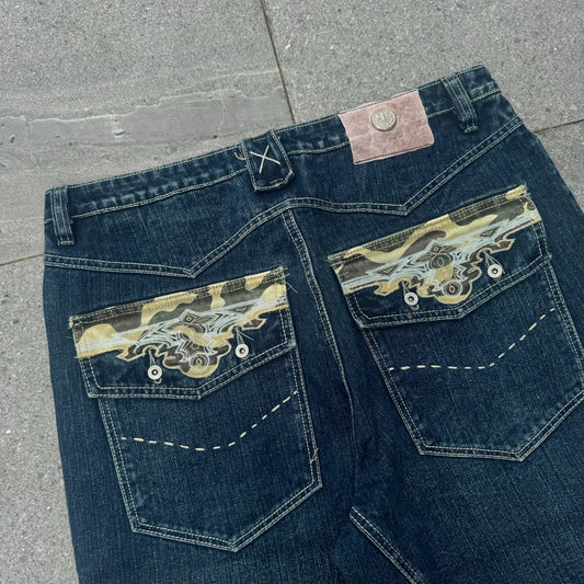 camo detailed antic jorts ((insane quality) - 36x14”