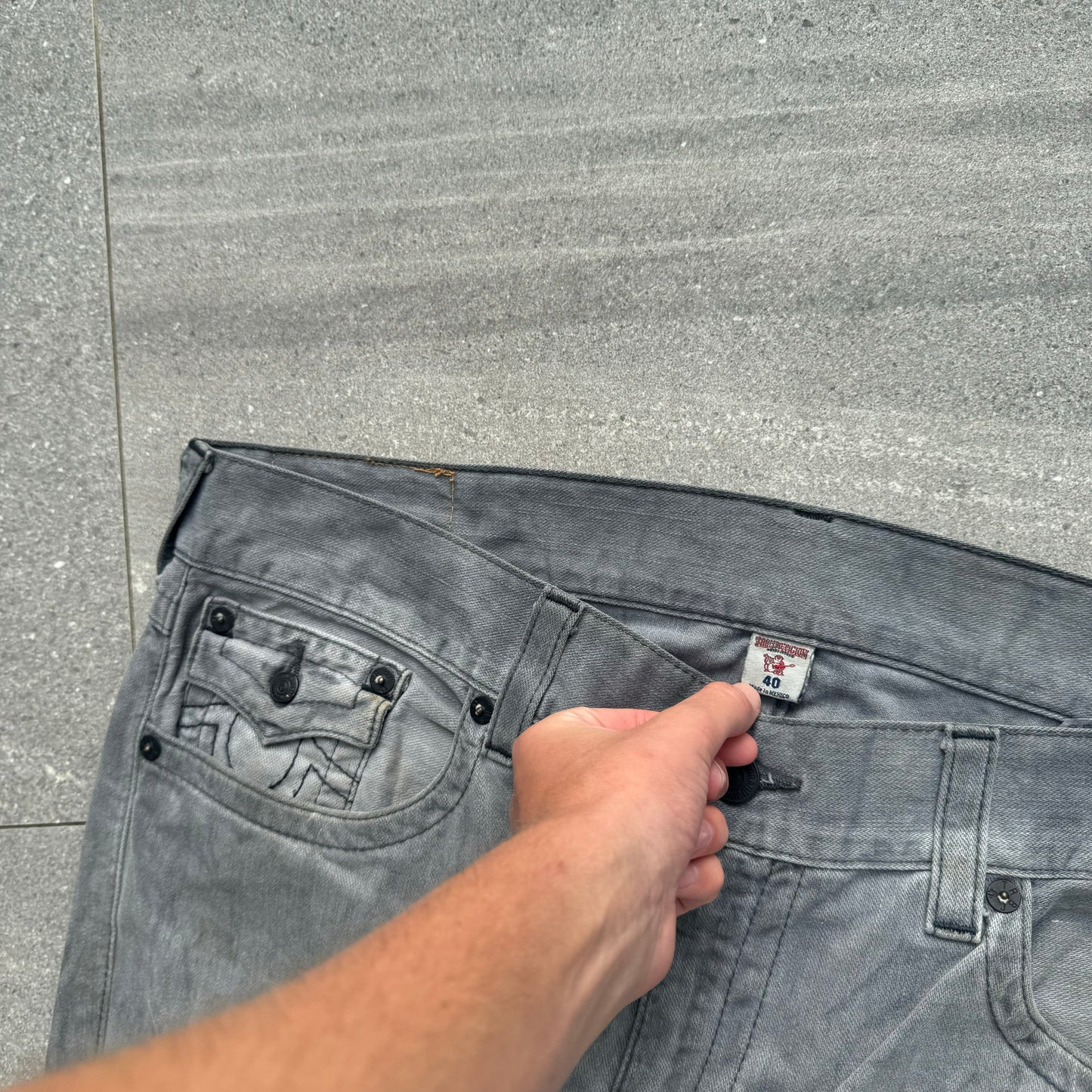 grey truey bootcuts - 40x33”
