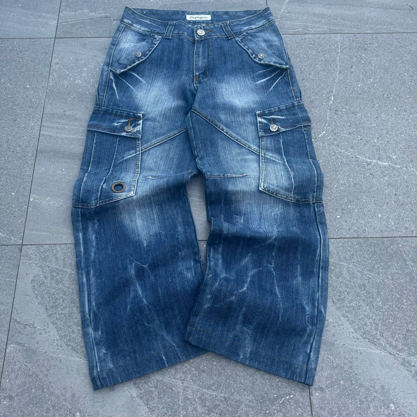 HARDDDDD OVERWASHED WIDELEG BOOTCUT CARGOS - 34x30”