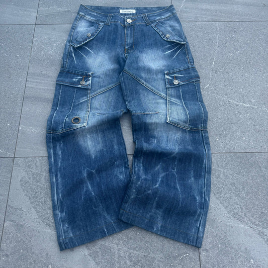 HARDDDDD OVERWASHED WIDELEG BOOTCUT CARGOS - 34x30”