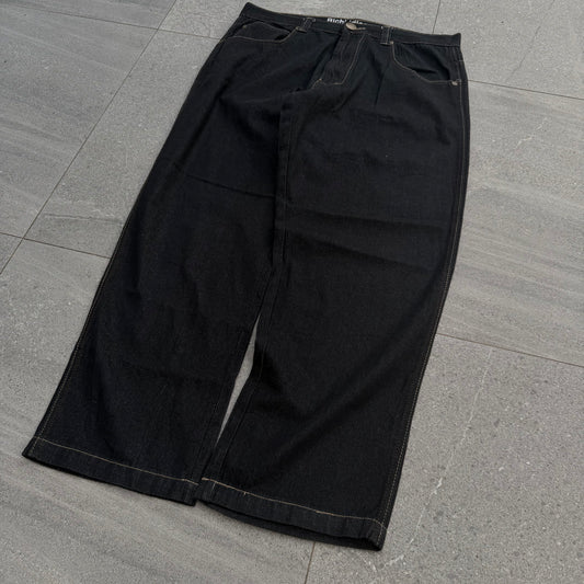 richkid brown detailed baggy black jeans - 38x31”