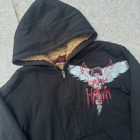 fur lined hawk hoodie - XS/S