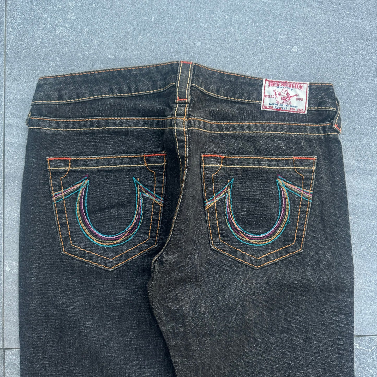 beautifulll brown/black wash truey flares 34x34”