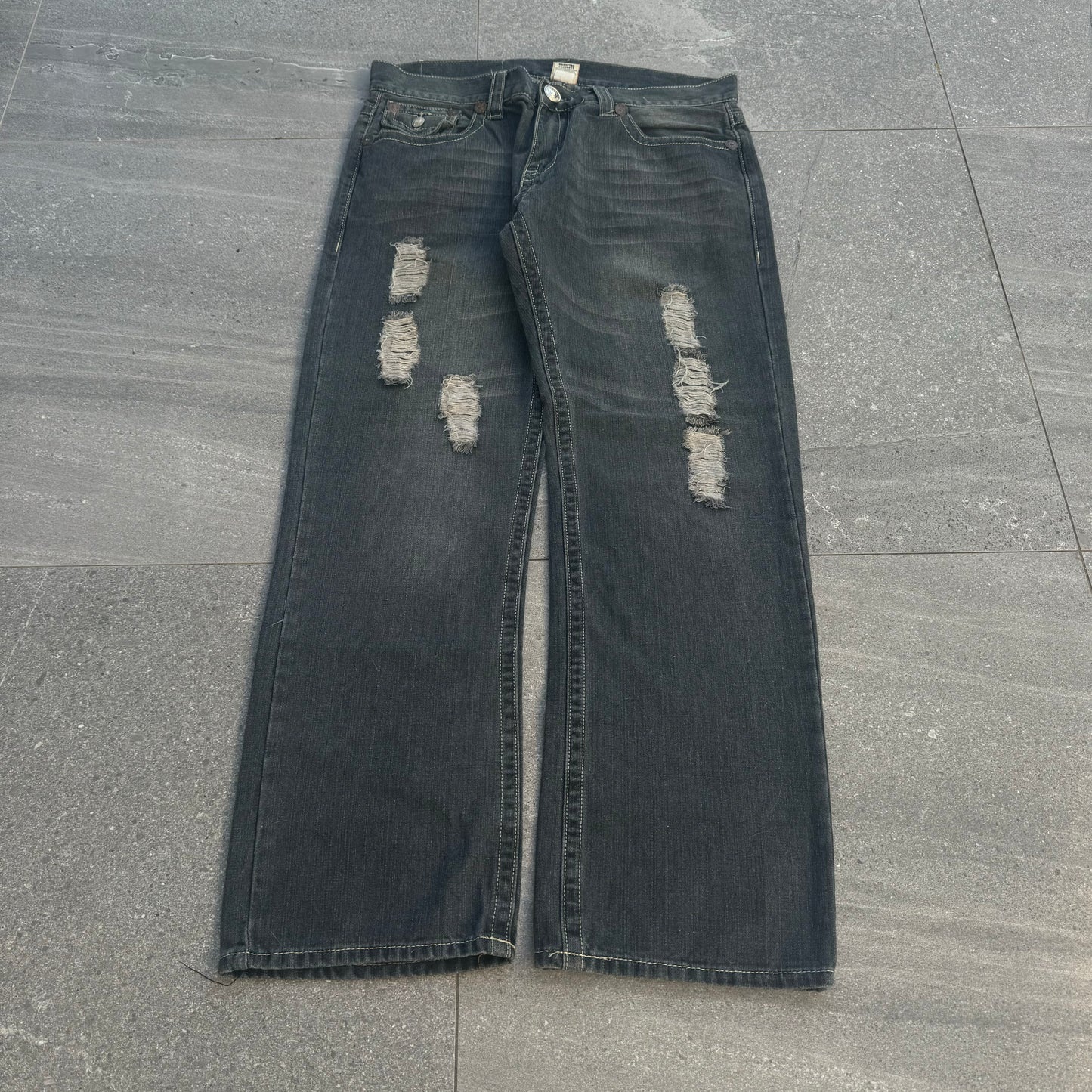 grey truey bootcut faders - 38x32”