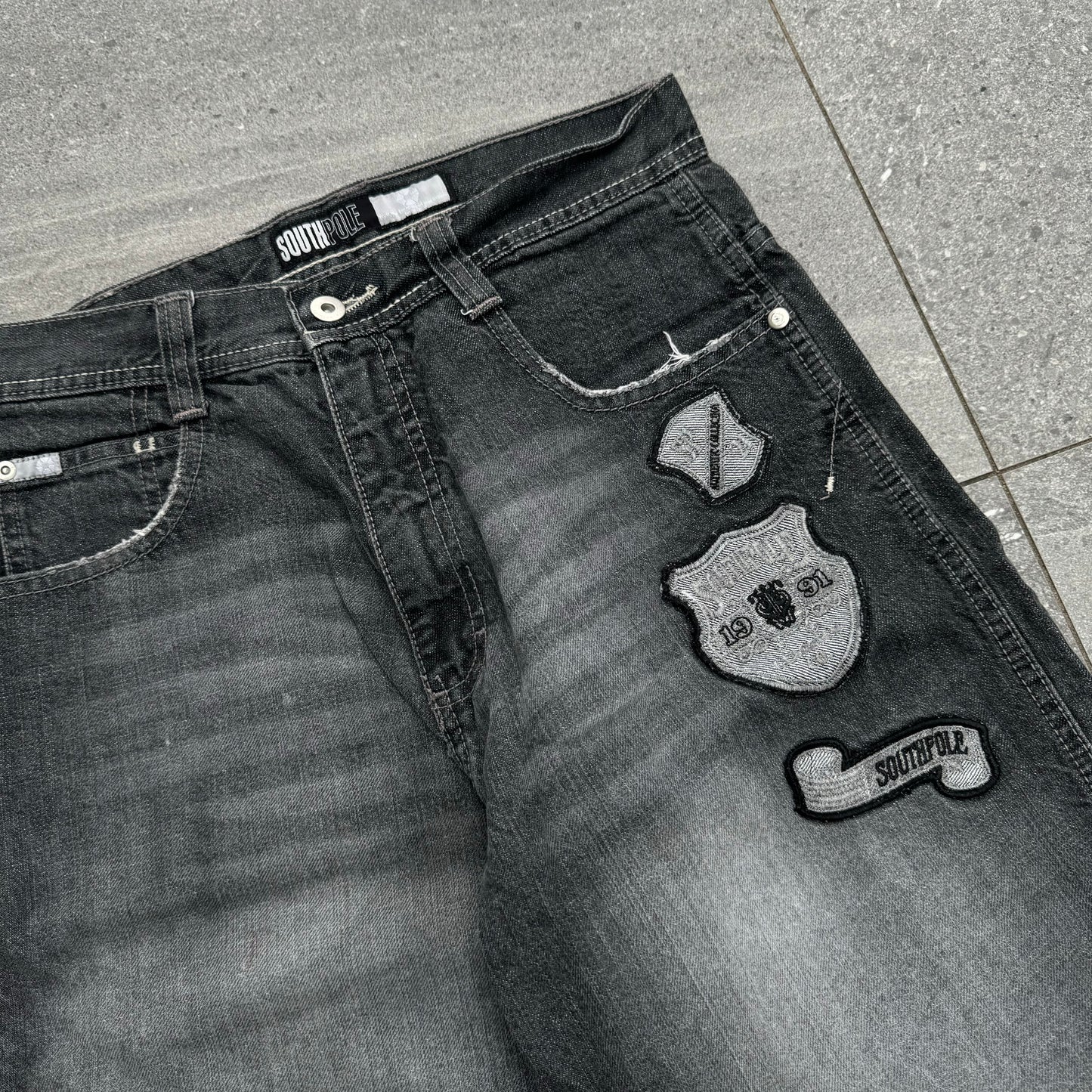 southpole badge jorts - 30x11”