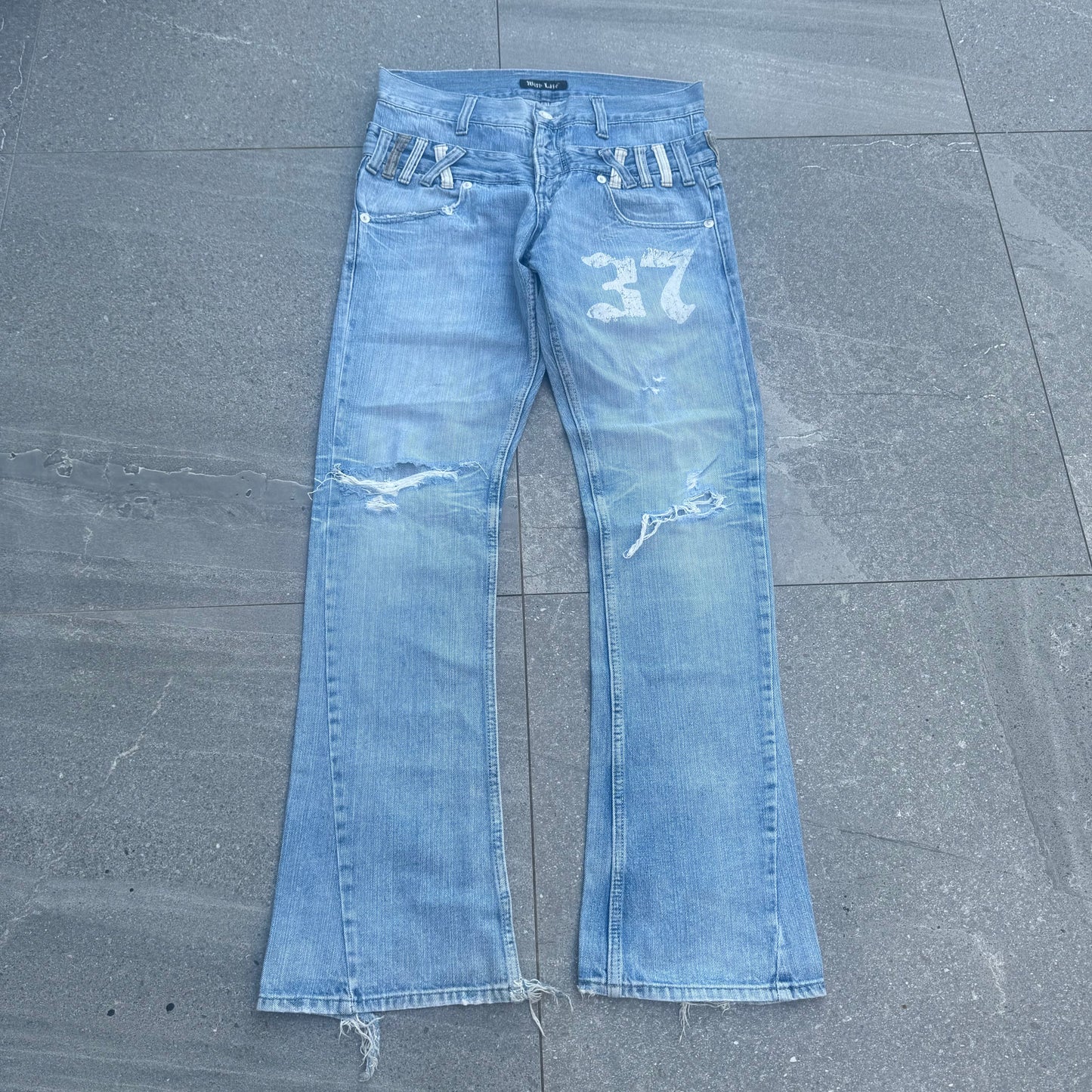 double waist! lowrise winged bootcut/flares - 33x33”