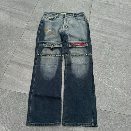 whoever made these definitely made them on a lot of acid (cool wash) - 32x31”