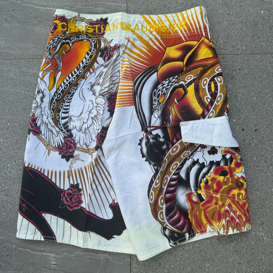 deadstock christian audigier boardies - 30x12”