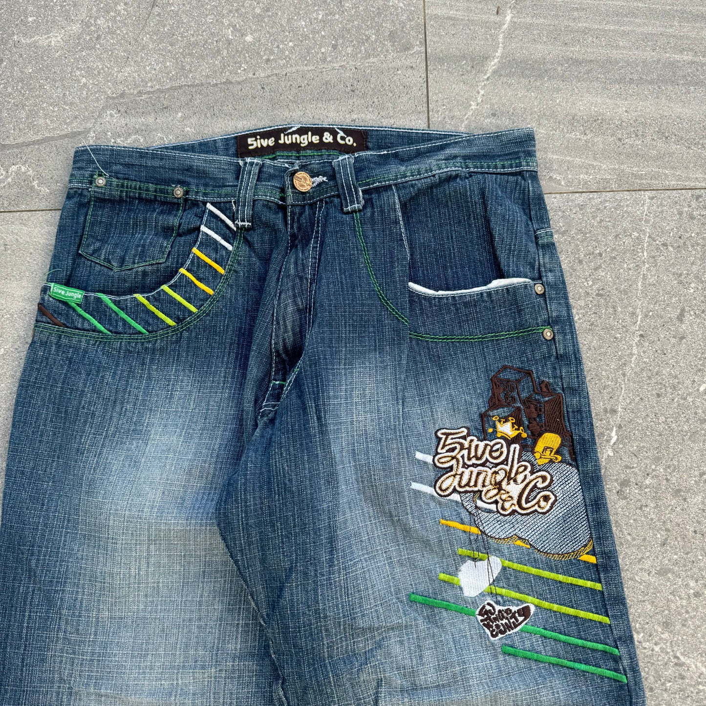 goated 5ive jungle jeans yewwww - 34x32”