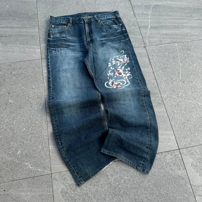 japanese detailed jeans - 34x29”