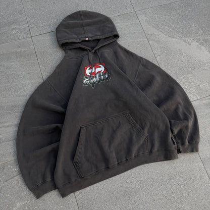 90s split distressed fader. best hoodie out. - L