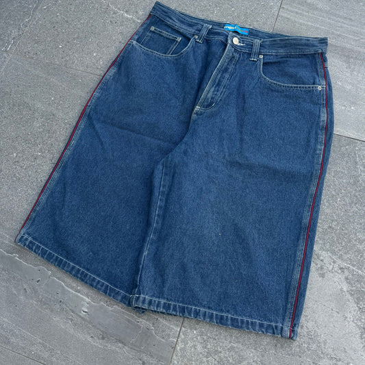 project blue side stripe jorts - 34x13”