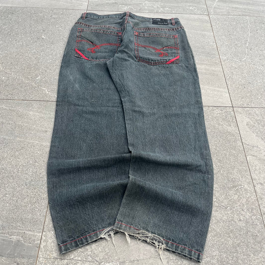 red embroidered access denim - 40x34”