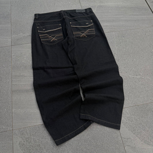 richkid brown detailed baggy black jeans - 38x31”