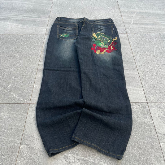 dragon embroidered jeans - 36x30”