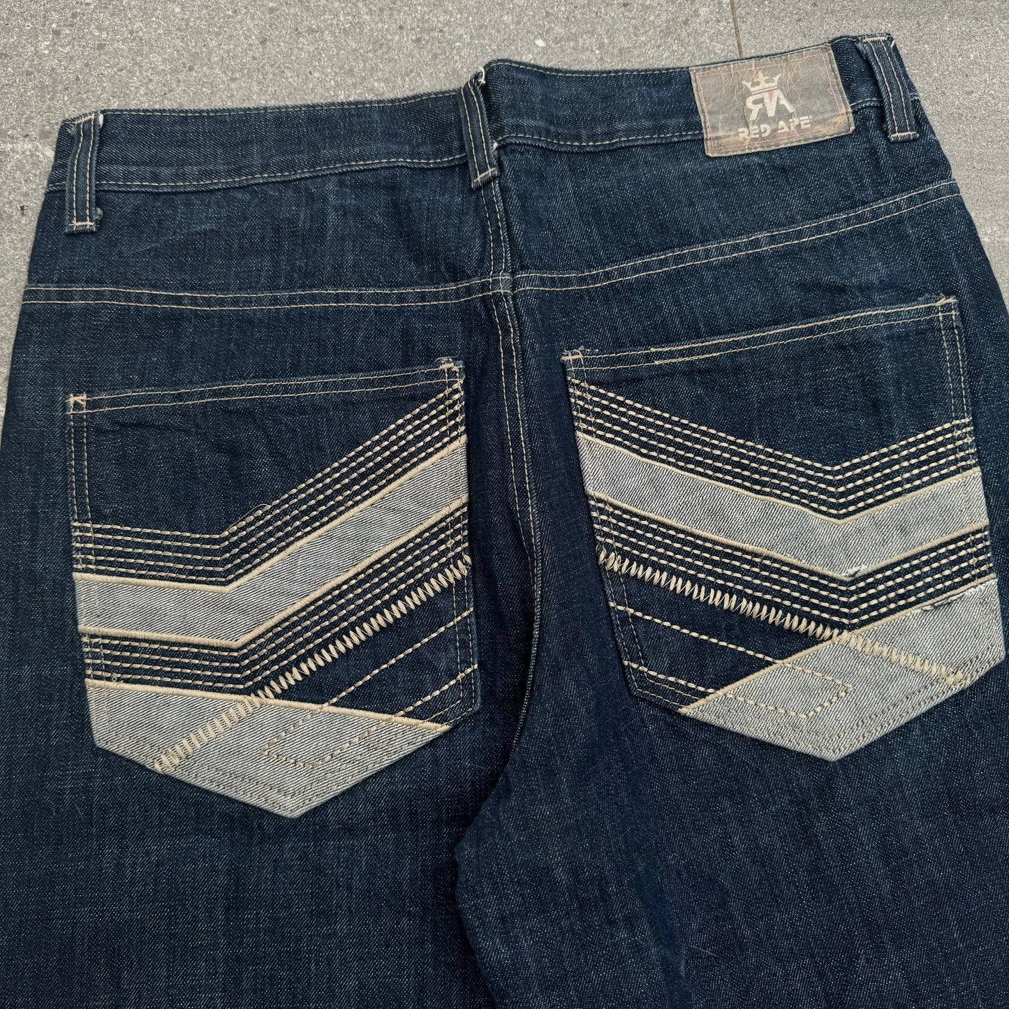 beautiful red ape jorts - 34x14”