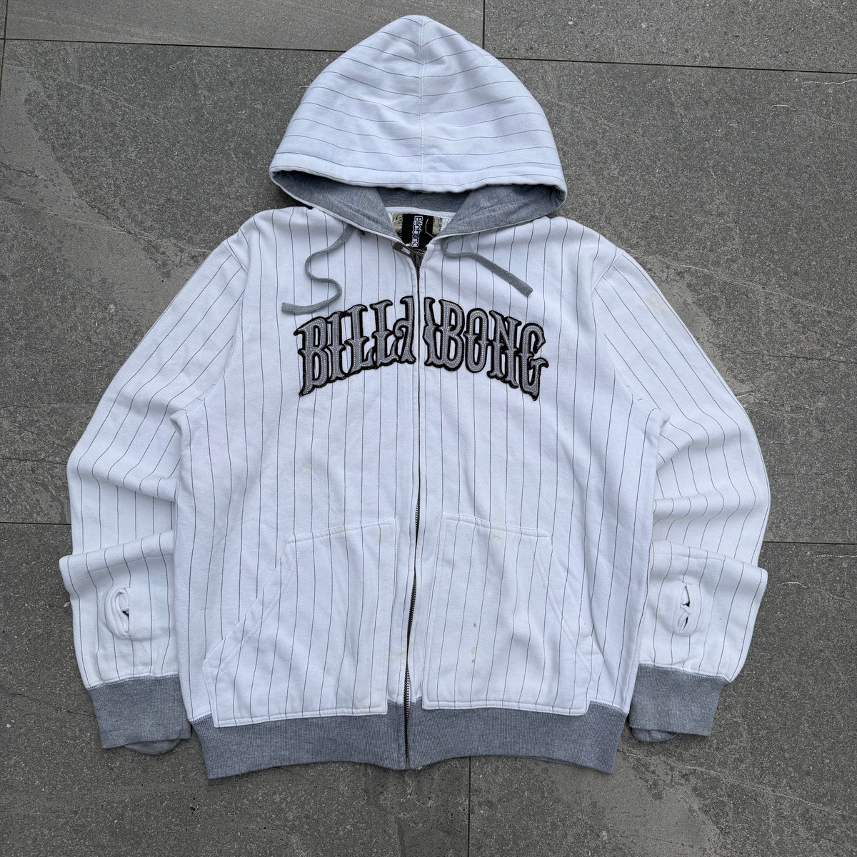 GRAAAAILLLLLL pinstripe felt billabong zipup - L