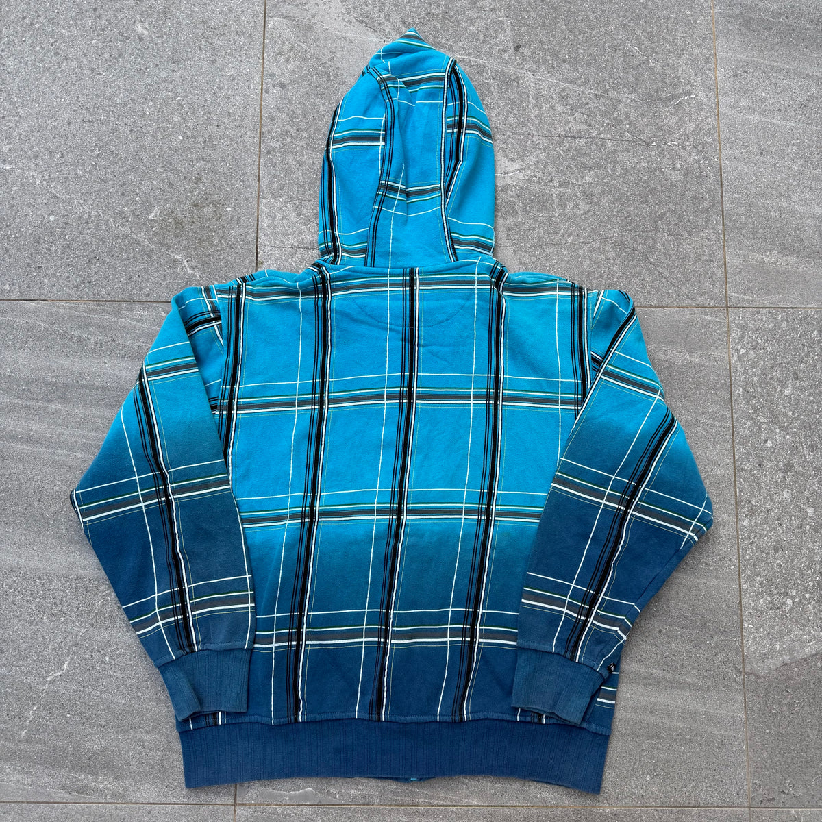 hard asf hurley plaid gradient zipup - S