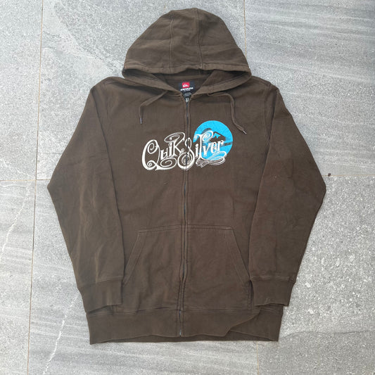 brown quiksilver zipup - XL
