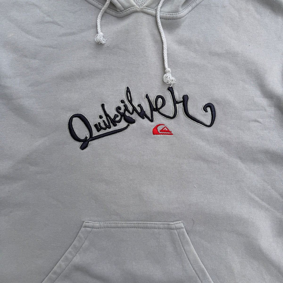 tan quiksilver embroidered hoodie - M