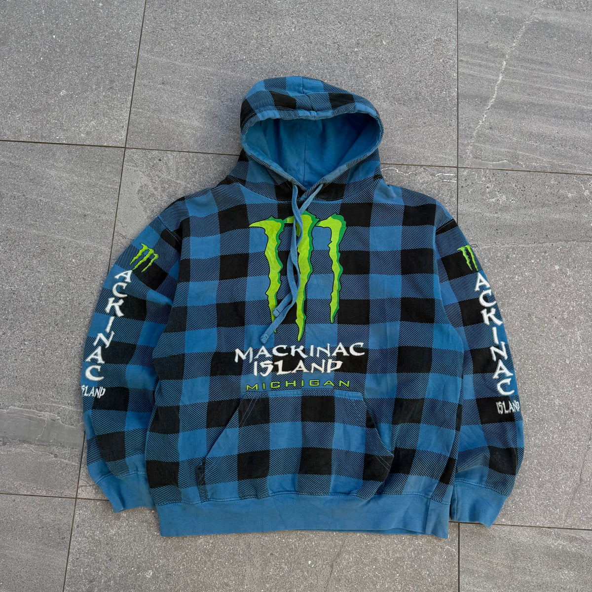 plaid monster hoodie. lowk crazy. size M