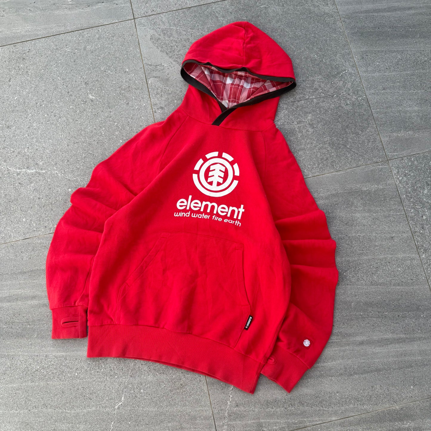 plaid lined element hoodie - L