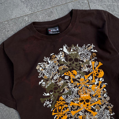 grail southpole brown crossbone tee - L