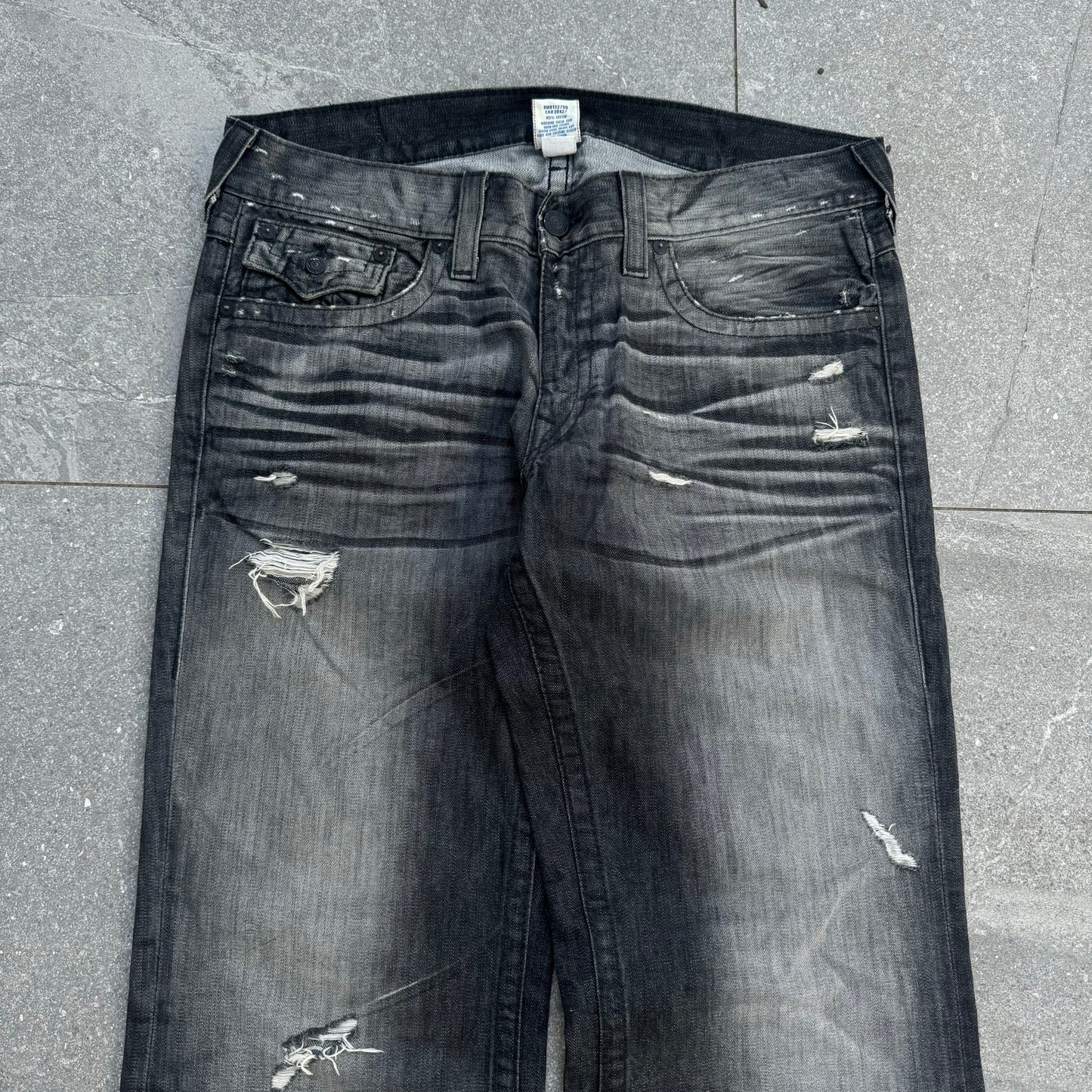 the fattest most beautiful pair of black trueys - 40x34” - (12” leg opening)