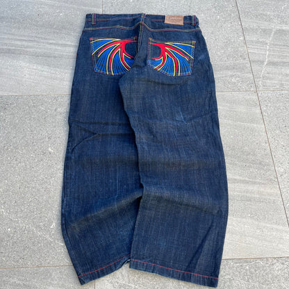 xstyle embroidered bamboo jeans - 38x32”
