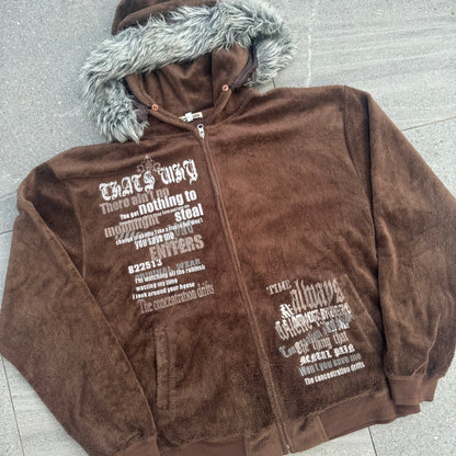 harddddd fur hooded zip - M