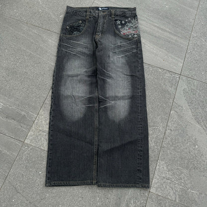 japanese embroidered jeans - 32x28”