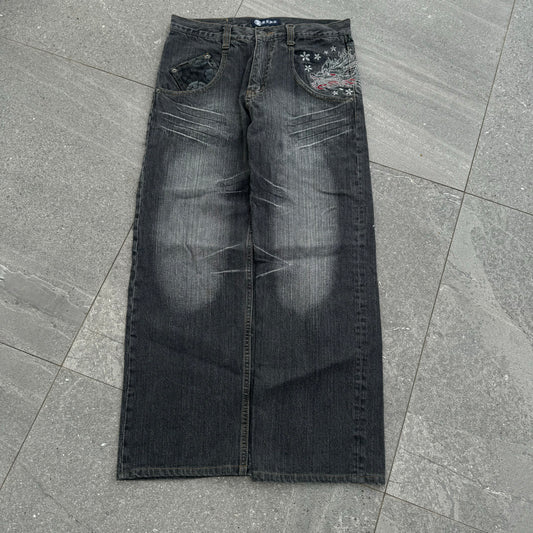 japanese embroidered jeans - 32x28”