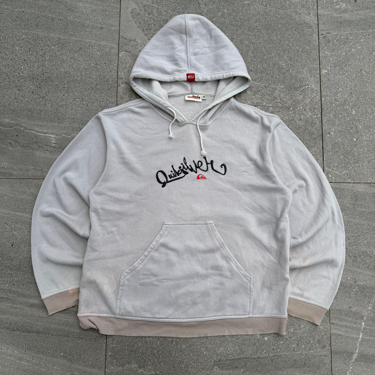 tan quiksilver embroidered hoodie - M