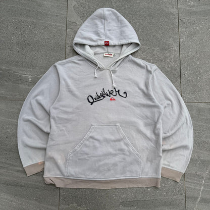 tan quiksilver embroidered hoodie - M