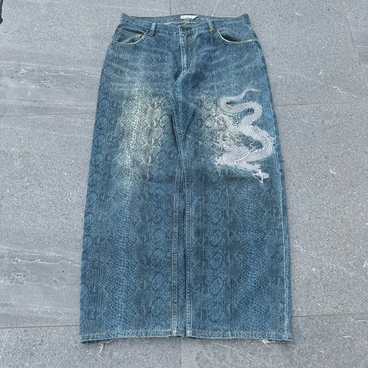 GRAIL snakeskin karakuri jeans - 35x29”