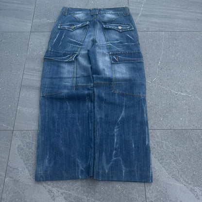 HARDDDDD OVERWASHED WIDELEG BOOTCUT CARGOS - 34x30”