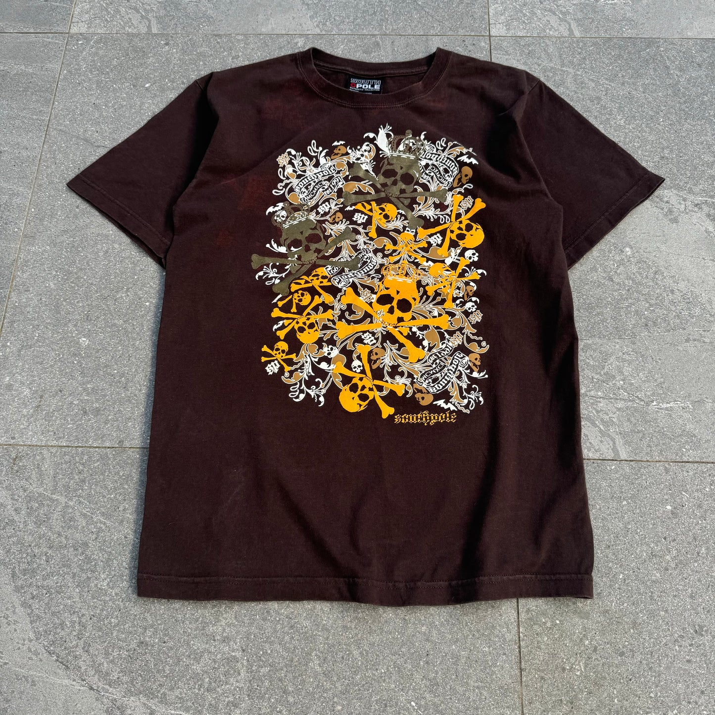 grail southpole brown crossbone tee - L