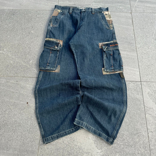 insane camo patchwork PJs surf jeans - 36x32”