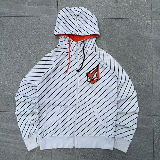 damn this is tough. volcom striped zipup - S