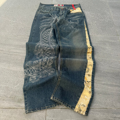 these jeans are art. take2 dragon jeans - 35x33”