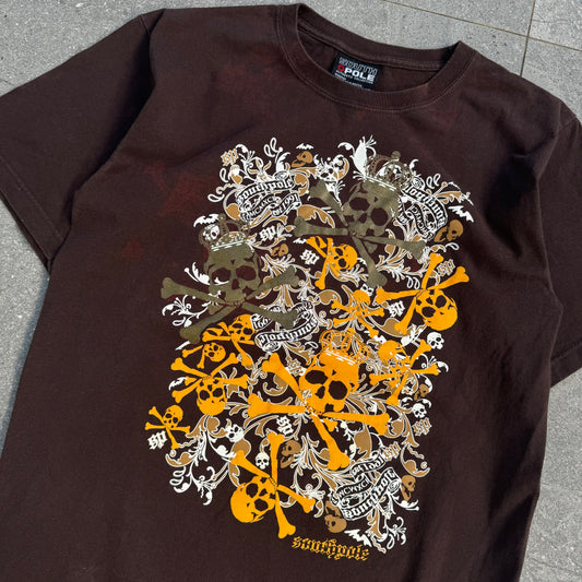 grail southpole brown crossbone tee - L