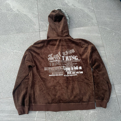 harddddd fur hooded zip - M