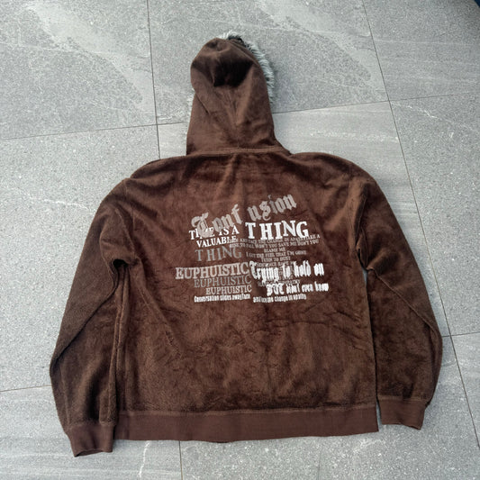harddddd fur hooded zip - M