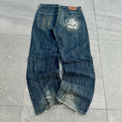 kanji japanese jeans - 34x32”